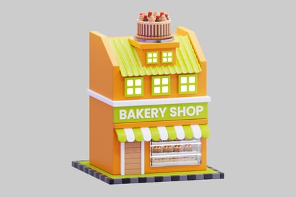 Preview: 3D Cartoon Bakery Shop Building Icon