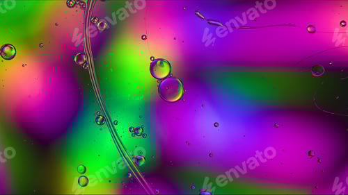Preview: Abstract Colorful Food Oil Drops Bubbles and spheres Flowing on Water Surface