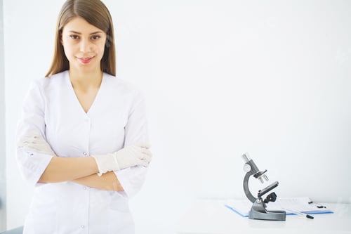 Preview: Medicine. Young female doctor in modern clinic