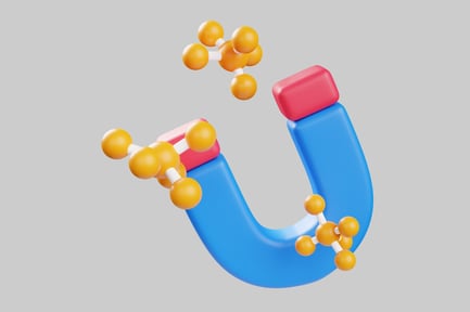 Vista previa: Imán en forma de herradura con moléculas