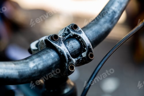 Preview: Closeup shot of a bicycle wheel on a street