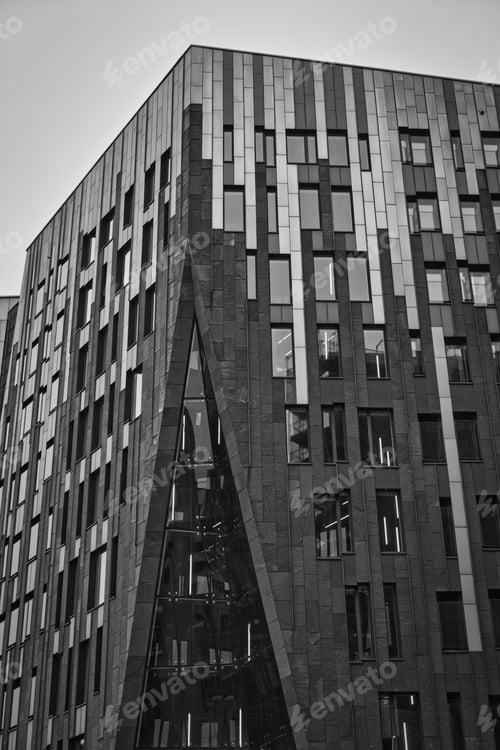 Preview: A grayscale shot of a modern building
