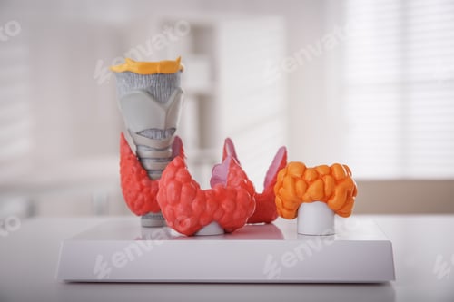 Preview: Thyroid gland models on white table in hospital