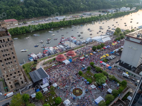Preview: Aerial view of Charleston, WV and the annual Sternwheel Regatta
