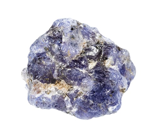 Preview: unpolished cordierite mineral isolated on white