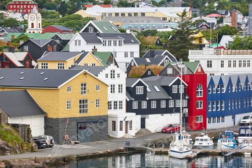 Preview: Feroe islands capital, Torshavn. Harbor and antique houses. Streymoy island