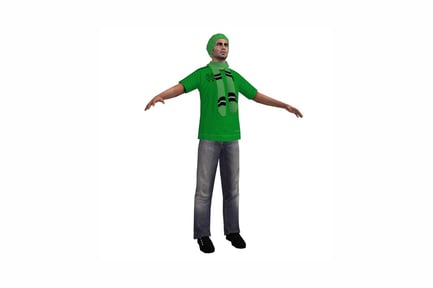 Preview: Man with outstretched arms and striped scarf