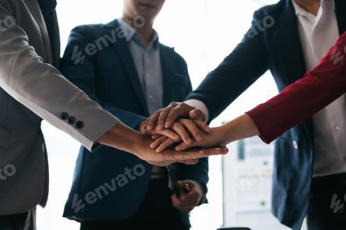 Preview: Business Team stack hands together, working together.
