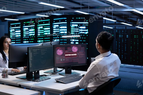 Preview: Data center cybersecurity division colleagues fighting malware