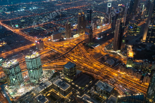 Preview: View from Burj Khalifa at dusk, Dubai, United Arab Emirates, U.A.E.
