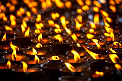 Preview: Burning candles in Buddhist temple. McLeod Ganj, Himachal Prades