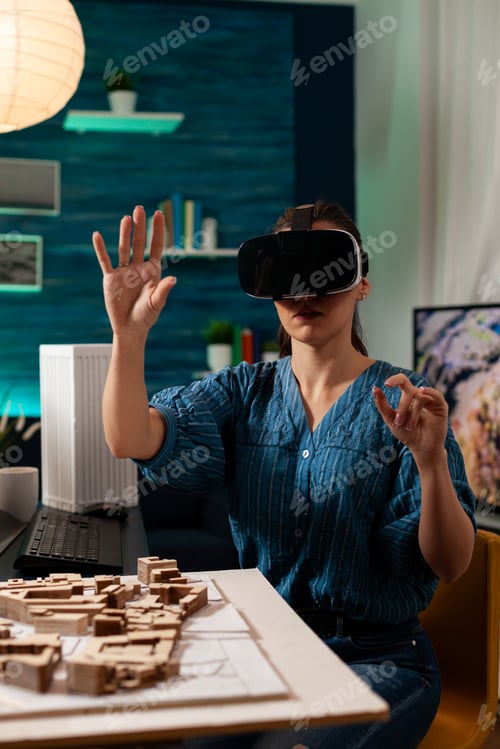 Preview: Construction architect using modern vr glasses device