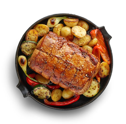 Preview: whole roast pork and vegetables
