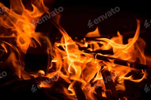 Preview: Closeup shot of fire and flames on a dark background