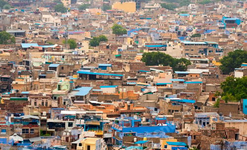 Preview: Aerial view of Jodhpur Blue City. Jodphur, Rajasthan, India