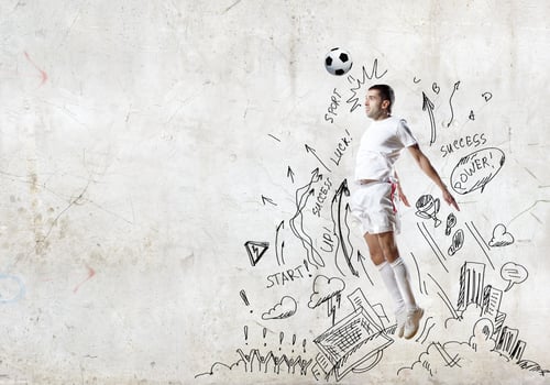 Preview: Football Player In Jump With Sketches At Background