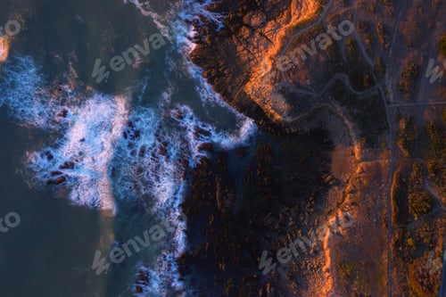 Preview: AErial view on the coastline in California at sunset