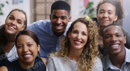 Preview: Portrait of a group of young businesspeople working together modern office
