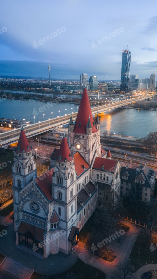 Preview: Vertical shot of the St. Francis of Assisi Church, Vienna