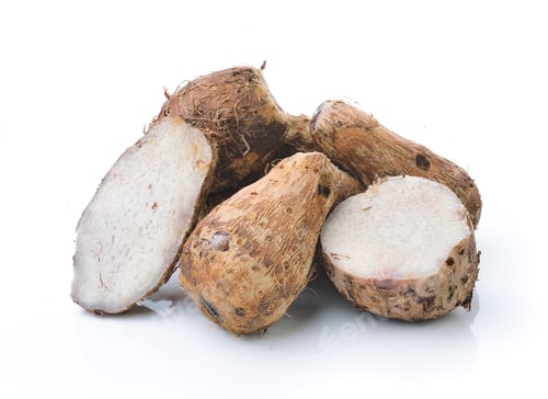 Preview: taro root on white background