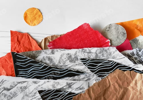 Preview: Zine collage sundown artwork from textured paper