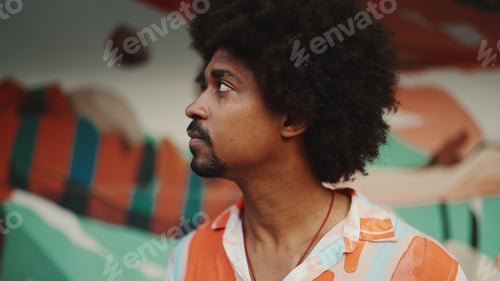 Preview: Close-up frontal portrait of young African American man
