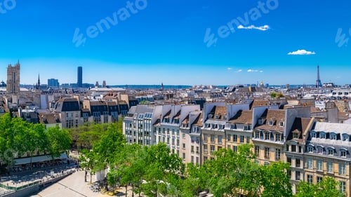 Preview: Paris, typical buildings and roofs in the Marais, aerial