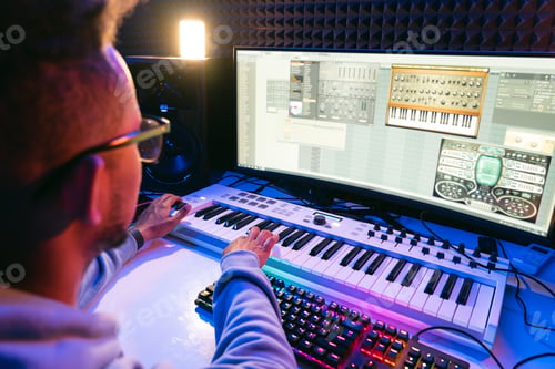 Preview: Man working on computer in studio
