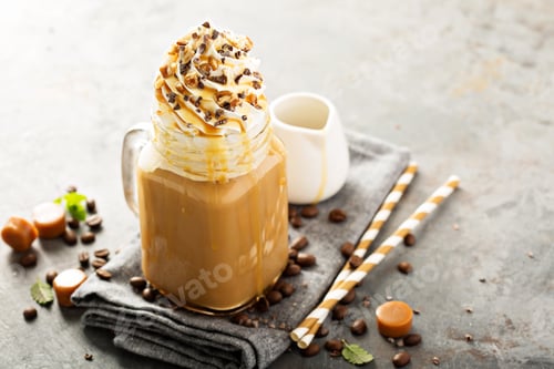 Preview: Caramel iced latte with whipped cream