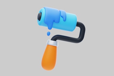 Preview: Paint roller with blue paint