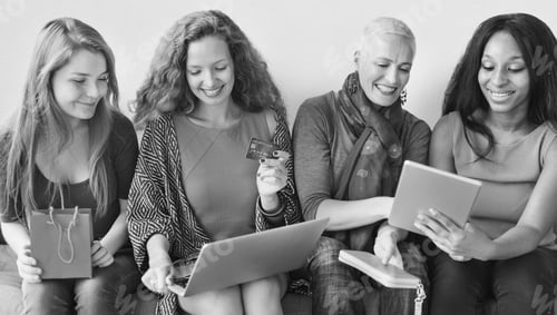 Preview: Women Femininity Shopping Online Happiness Concept