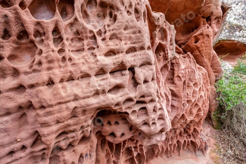 Preview: holes in stone - Tafoni weathering in red sandstone