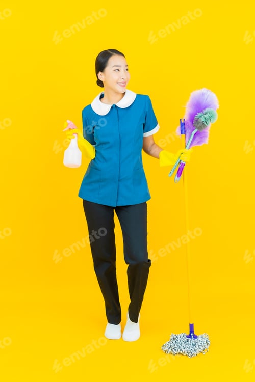 Preview: Portrait beautiful young asian woman maid and housekeeping