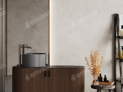 Preview: Contemporary bathroom with copyspace, 3d render