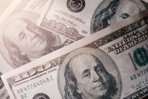 Preview: Dollar bank note money background with sunlight.