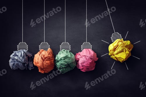 Preview: Newton's cradle crumpled paper bulb bright idea