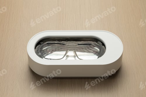 Preview: Eyeglasses Cleaning in Ultrasonic Cleaner on Table