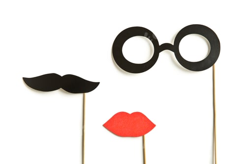 Preview: fake lips, glasses and mustaches on sticks