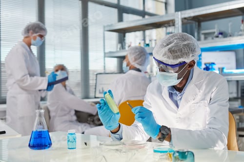 Preview: Scientist holding scientific experiment in the lab