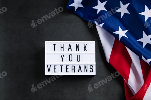 Preview: Thank You Veterans Message with American Flag