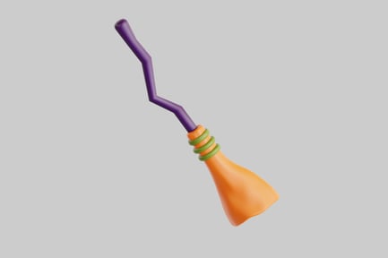 Preview: Cartoon witch broom prop asset