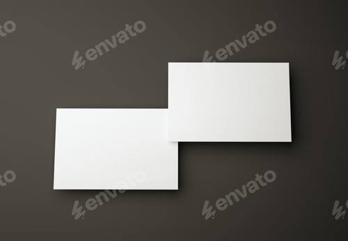 Preview: 3D Illustration. Mockup of two business cards design template on isolated black background. Business
