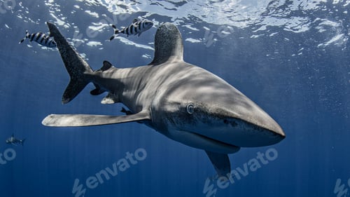 Preview: Bahamas, Cat Island, Oceanic whitetip shark swimming underwater