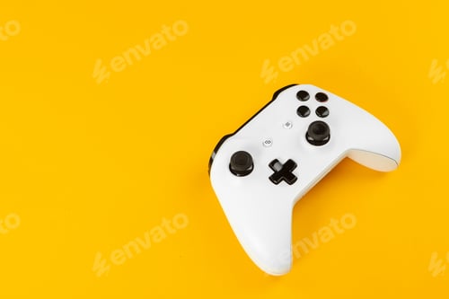 Preview: Gaming concept. Joystick on color background