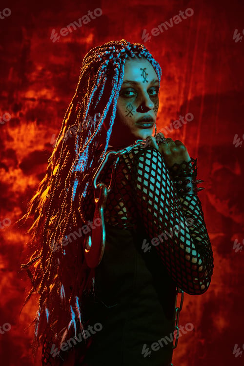 Preview: Young woman with creative make up. Halloween theme. Zombie theme.