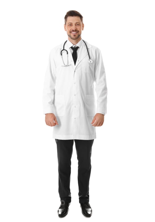 Preview: Smiling Man Wearing a Doctor's Coat with Stethoscope