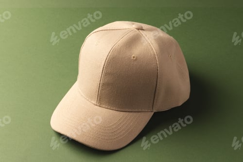 Preview: Cream baseball cap and copy space on green background