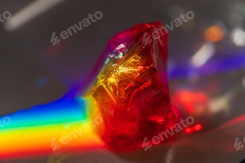 Preview: natural red quartz in prism light