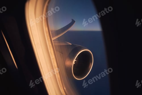 Preview: View from window of airplane during flight above clouds