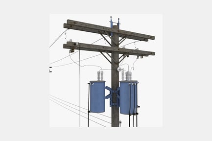 Preview: Wooden utility pole with dual transformers